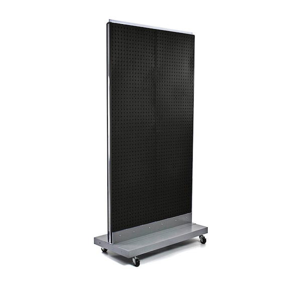 Azar Displays Two-Sided Double Pegboard Floor Display on Wheeled Base 700732-BLK - main